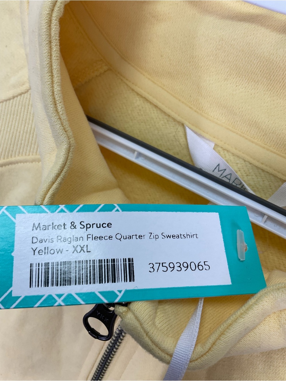 Market & Spruce Davis Raglan Fleece Quarter Zip Sweatshirt-Yellow - Picture 3 of 8